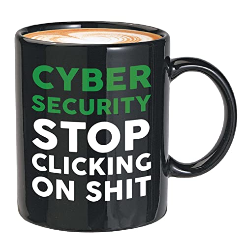 Programmer Ceramic Coffee Mug Black 11oz - Cyber Security Stop Clicking - Humor for Tech Computer Programming Engineer Coding
