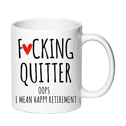 AliCarr Retirement Gifts for Men - Quitter Happy Retirement Coffee Mug - Goodbye Gifts for Women Coworkers Friends Farewell Present Cups Mug 11oz (quit)