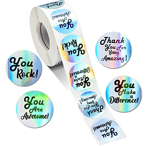 1000 Pcs Kudos Appreciation Stickers Retro You are Awesome Thanks for Being Amazing You Make a Difference Envelope Seals for Graduation Employees Nurses Teacher Appreciation(Holographic)