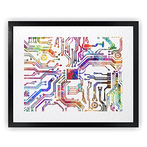Dignovel Studios 8X10 Unframed Circuit Board PCB Watercolor Art Print Poster Science Discovery Computer Electronic Hobby Technology Engineering Wall Hanging DN758
