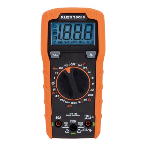 Klein Tools MM325 Multimeter, Digital Manual-Ranging 600V AC/DC Voltage Tester, Tests Batteries, Current, Resistance, Diodes, and Continuity