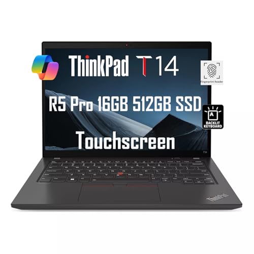 Lenovo ThinkPad T14 Business Laptop (14" FHD+ Touchscreen, AMD Ryzen 5 PRO 6650U, 16GB RAM, 512GB SSD, 6-Core (Beat i7-1250U)), Backlit, Fingerprint, 1080p Webcam, Wi-Fi 6E, Win 11 Pro w / AI Copilot
