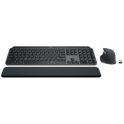 Logitech MX Keys S Combo - Performance Wireless Keyboard and Mouse with Palm Rest, Customizable Illumination, Fast Scrolling, Bluetooth, USB C, for Windows, Linux, Chrome, Mac