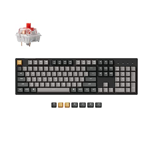 Keychron C2 Pro Wired Custom Mechanical Keyboard Full Size Layout QMK/VIA Programmable Macro White Backlit with Linear Red Switch OEM Profile Double-Shot PBT Keycaps for Mac Windows Linux
