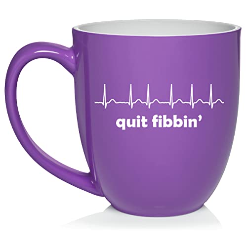 Daylor Quit Fibbin Atrial Fibrillation Funny Nurse Cardiology Ceramic Coffee Mug Tea Cup Gift (16oz Purple)