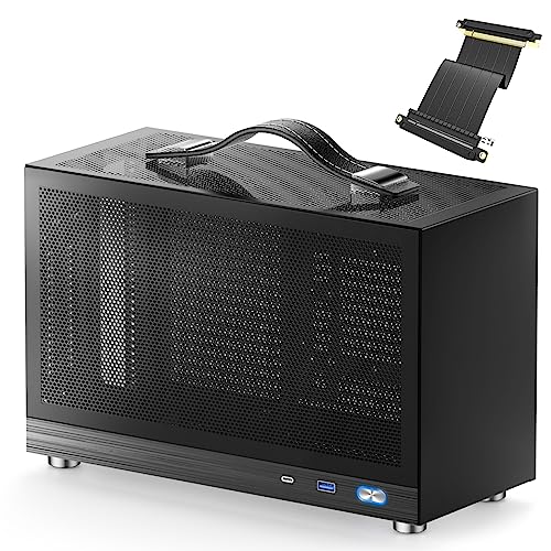 S300 - Mini-ITX PC Gaming Case - Front I/O USB 3.0 Type - C Port - SFX Power Supply 100-130mm - Cable Management System - luminum Mini-ITX Motherboard Small Portable PC Case (PCIe 3.0 16X Riser Cable)