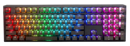 Ducky One 3 Aura Black 100% Mechanical Keyboard: Quack Mechanics Dampening, Hot-Swappable Cherry Red Switches, High-Density PBT Doubleshot Keycaps, RGB, US, Aura Black