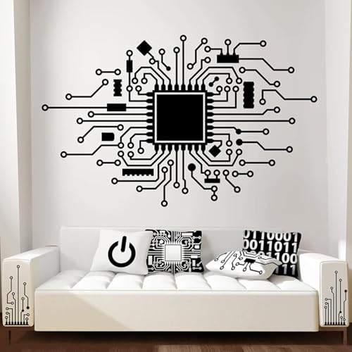 RTYUIHN Circuit Board Technology Computer Wall Sticker CPU IT Digital Music Producer Wall Decals Bedroom Vinyl Decoration