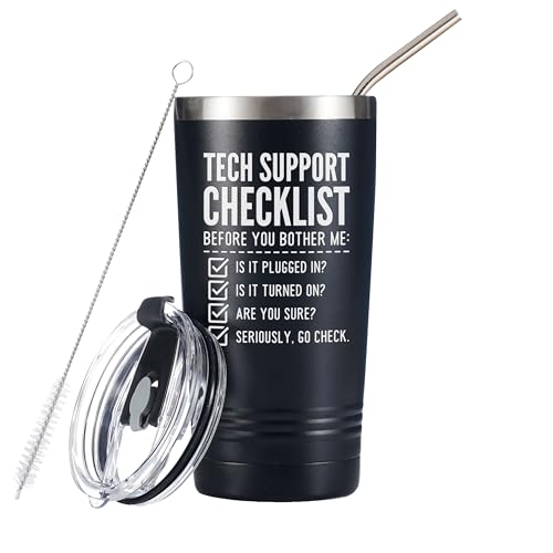 Onebttl Tech Gifts for Men, IT Tech Guys Geek Programmer, Funny Tumbler Coffee Mug, Stainless Steel Insulated 590ml/20oz