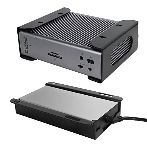 Under Desk Holder for Thunderbolt 4 Dock/Thunderbolt 3 Dock and Power Cable, Under Desk Iron Storage Rack for TS4 / TS3 Plus, No Drill, Easy Install with All Hardware Included