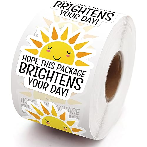 Lasimfa Hope This Package Brightens Your Day - 500 Pack of 1.5 Inch Stickers for Small Businesses and Small Shops as Thank You and Packaging Gift Wrap Stickers
