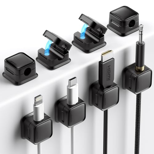 8 Pack Cord Organizer Holder,Costop Strong Adhesive Desk Cable Management Magnetic Easy Open,Organize Phone Charging Cords Wire Holder Organizer Neatly for Home,Office,Car,Desk,Nightstand