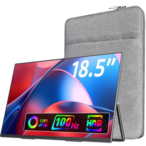 VisionOwl Portable Monitor for Laptop, IPS USB-C HDMI Travel Second Monitor for MacBook Pro Air, PC, PS5, Xbox, Portable Second Screen, Built-in Kickstand, Speakers, VESA Mountable, 18.5 Inch