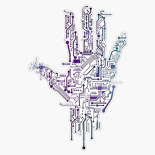 Circuit Board Hacker Hand Sticker Bumper Sticker Vinyl Decal 5"