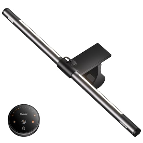 Quntis Computer Monitor Light Bar with Remote, Eye-Care Monitor Light Backlight Desk Lamp for Home Office Gaming, Stepless Dimming Brightness and Color Temperature, No Screen Glare, Gray