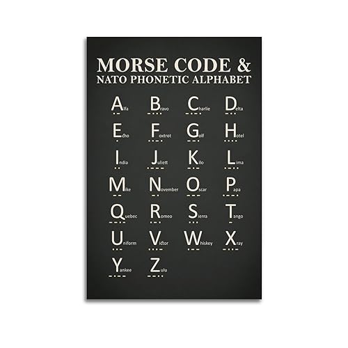 ZHAOYZZY Morse Code Poster Morse Code and Phonetic Alphabet Poster Painting Canvas Wall Posters Art Picture Print Modern Family Decor Posters 12x18inch(30x45cm)