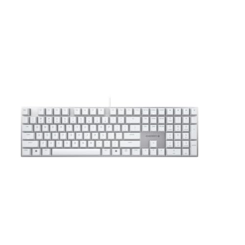 Cherry KC 200 MX Mechanical Office Keyboard with New MX2A switches. Modern Design with Metal Plate Frame (White W/MX2A Brown Switch)