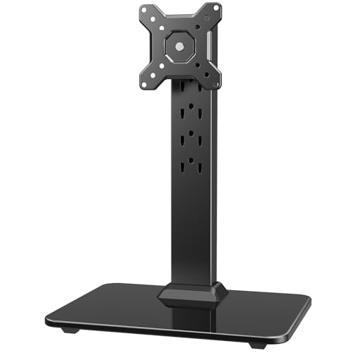 HUANUO Monitor Stand, Freestanding VESA Mount for 13 to 34 Inch Screens, Holds up to 44lbs, 5 Height Options, Swivel Desk Stand Riser With 360 Rotation, VESA 75x75mm/100x100mm