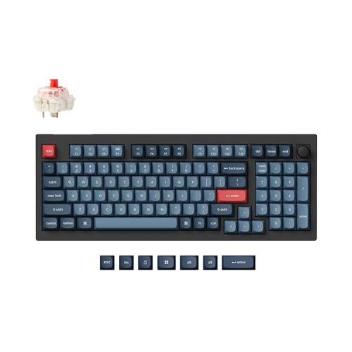 Keychron V5 Max Custom Wireless Mechanical Keyboard, 96% with Number Pad | 2.4 GHz/Bluetooth/USB-C, QMK Launcher Programmable, Hot-Swap Gateron Red Switch, PTB Keycaps RGB for Mac/Windows/Linux
