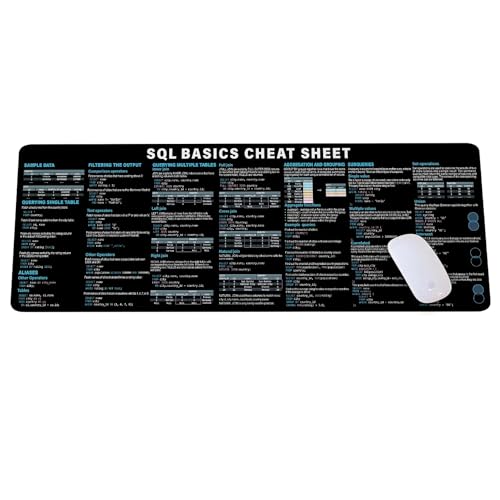 SQL Cheat Sheet Desk Mat for Database Administrators, Analysts, and Programmers, Quick Key, Large Anti-Slip Keyboard Pad Mouse Mat KMH