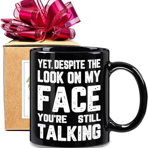 FALJIOK Yet Despite the Look on My Face Mug, Funny Work Office Gifts Mug Gift for Boss Coworker Colleague Manger, Funny Birthday Sarcastic Work Gift for Employee Men BFF Friends, White