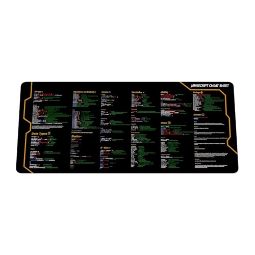Javascript Cheat Sheet Desk Mat for Software Engineers, Software Development Mouse Mat, Web Developers and Programmers Mouse Pad, Gift Coworker Quick Key, Anti-Slip Keyboard Pad KMH