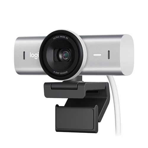 Logitech MX Brio Ultra HD 4K Collaboration Streaming Webcam - Pale Gray | 1080p at 60 FPS, Show Mode, collaboration and streaming, works with Teams, Zoom, Google Meet, Nintendo Switch 2 GameChat