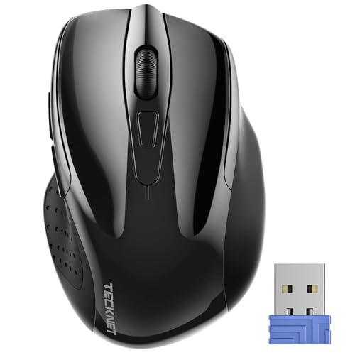 TECKNET Wireless Mouse, 2.4G Ergonomic Computer Mouse, 2600 DPI, Black