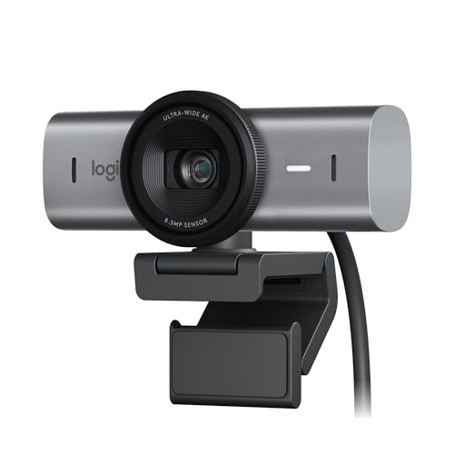 Logitech MX Brio Ultra HD 4K Webcam with Noise Reducing Microphones, AI-Enhanced Image Quality, Privacy Protector and USB-C Connection - Graphite