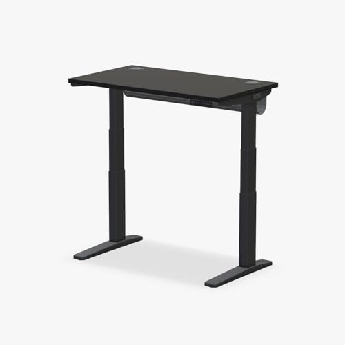 UPLIFTDESK V3 2-Leg Black Laminate Standing Desk – Adjustable Height, Advanced 1-Touch Memory Keypad, Under Desk Cable Management, Wire Grommets (Black C-Frame, 42 x 24 inch)