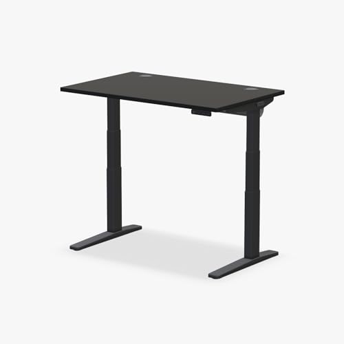 UPLIFT DESK V3 2-Leg Black Laminate Standing Desk – Adjustable Height, Advanced 1-Touch Memory Keypad, Under Desk Cable Management, Wire Grommets (Black C-Frame, 48 x 30 inch)