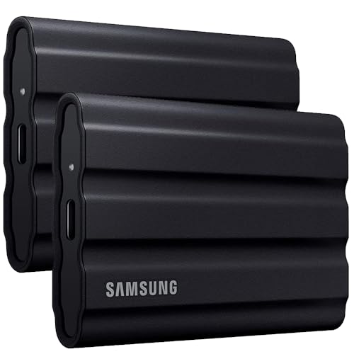 Samsung MU-PE4T0S T7 4TB Shield Portable SSD, USB 3.2, Black (2-Pack)