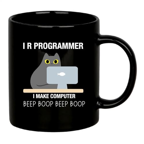 I R Programmer I Make Computer Beep Programmer Gifts To Boyfriend Husband From Girlfriend Wife Cat Lover Programming Student Graduation Gifts Ceramic Coffee Mug 11 oz Black