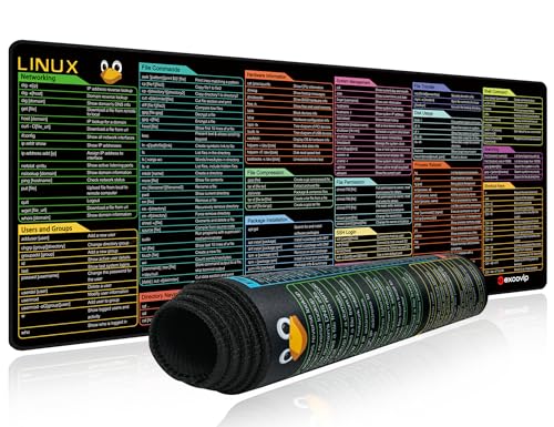 excovip Mouse Pad with Linux Commands Line - Extended Large Cheat Sheet Mousepad 31.4x11.7 inch Shortcuts Desk Mat to Kali/Red/Hat/Ubuntu/OpenSUSE/Arch/Debian/Unix Programmer 0246