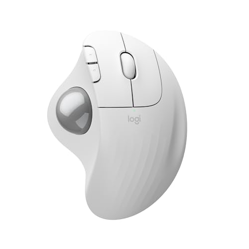 Logitech Ergo M575S Wireless Trackball Mouse- Off-White Silver Ball
