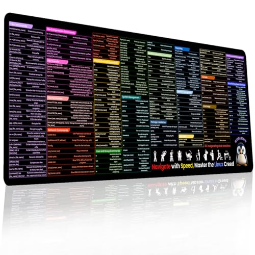 Linux Command Line Mouse Pad - 31.5"x11.8" XL Large Cheat Sheet Desk Mat for Kali/Ubuntu/Red Hat/Debian/OpenSUSE/Centos/Arch/Mint for Programmers, Developers, and IT Professionals