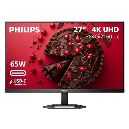 Philips 27E1N5900R 27inch 4K UHD (3840 x 2160) IPS Monitor, HDR 400, VESA, HDMI x1, VGA x1, USB-C x1, Adaptive Sync, 4 Year Advance Replacement Warranty