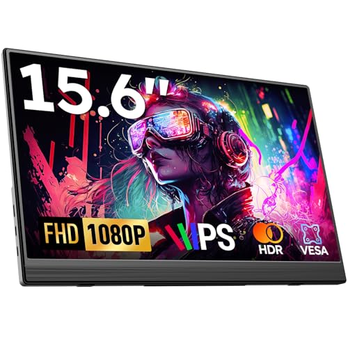 Portable Monitor, 15.6" FHD 1080P Travel Portable Monitor for Laptops, Ultra-Slim External Portable Screen for Laptop with Kickstand, Screen Extender for Laptop PC Mac Phone PS4/5 Xbox Switch