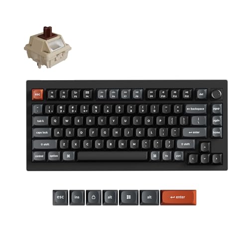 Keychron V1 Ultra 8K Wireless 2.4 GHz & Bluetooth Custom Mechanical Keyboard Launcher Web App with Hot-swappable Keychron Silk POM Brown Switches PBT Keycaps for Mac Windows Linux