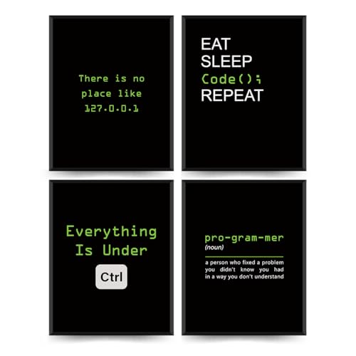 ETVISO Office Wall Decor Set of 4，Everything Is Under Carl, Computer Science Gifts for Computer Geeks Nerds Coders and Programmers, 8x10 (Unframed)