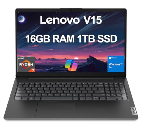 Lenovo Laptop V15 Gen 4 for Business (15.6" FHD Anti-glare, AMD Ryzen 7 7730U (Beat i7-1355U), 16GB RAM, 1TB SSD), Numeric Keypad, Webcam w/Shutter, Ethernet, Win 11 Pro w/AI Copilot, Black