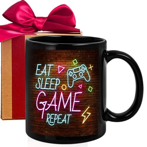 WFFW Funny Gaming Mugs, Eat Sleep Game Repeat Computer Video Games Game Coffee Mugs for Gamers Men, Gamer Gifts For Teen Boys, Gamer Boy Gifts, Gamer Gifts For Him-m235