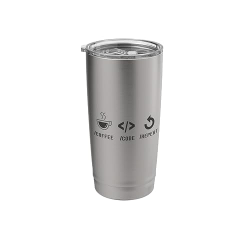 COFFEE CODE REPEAT Funny Web Developers Coding Program Meme Stainless Steel Insulated Tumbler