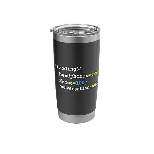 Headphones Focus - Computer Science Programmer Coding Coder Stainless Steel Insulated Tumbler
