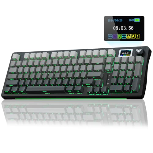 AULA S98 Pro Wireless Mechanical Keyboard with Screen & Knob,2.4GHz/USB-C/BT5.0 Hot Swappable Creamy Keyboard,Pre-lubed Linear Switches,Side Printed PBT Keycaps,RGB Backlit Gaming Keyboards