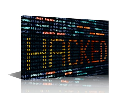 TUMOVO Science and Technology Picture Modern Artwork Hacker Binary Code Art Poster for Living Room Wall Canvas Art House Decorations Wall Decor Posters and Prints Ready to Hang for Office Wall 36x24in