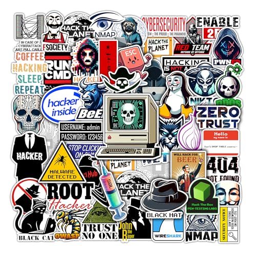WESILY Pack 50 PCS Hacker Stickers Cool Coding Aesthetic Vinyl Decals Waterproof Sticker Decor Laptop Water Bottle Computer Phone Cup Guitar Scrapbooking for Hackers Geeks Coders Programmers