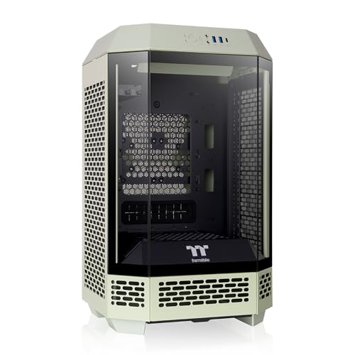 Thermaltake Tower 250 Matcha Green Mini-ITX Mini Tower; 2x120mm CT Fans Included; 360mm Radiator Support; 360mm GPU Clearance; Dual Chamber; CA-1Z9-00SEWN-00