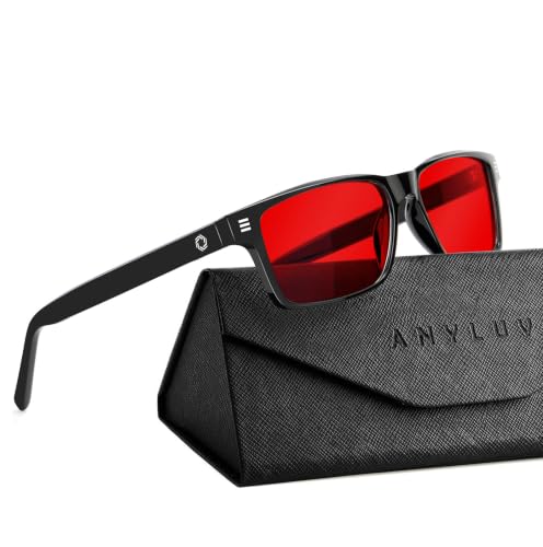 ANYLUV Blue Light Glasses for Sleep, 99.9% Blue Green Light Blocking with Red Lens, Red Glasses Eye Strain Relief Eye Protection