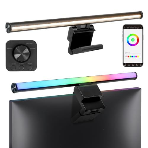 Hive Vibes Monitor Light Bar with RGB Backlight, Wireless Remote and App Control, Stepless Dimming, Eye Care, Multiple Color Modes, Anti-Glare Desk Lamp for Home and Office